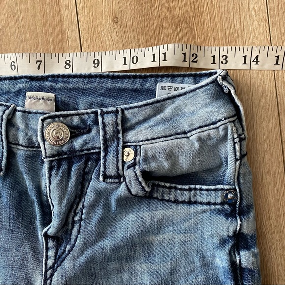 True Religion Womens Light Wash Distressed Contrast Stitched Jeans Size 26 - Picture 5 of 7
